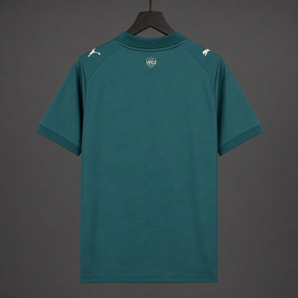 Back view of the Panathinaikos 2026/27 home jersey in deep green with a subtle collar crest and minimal white shoulder details