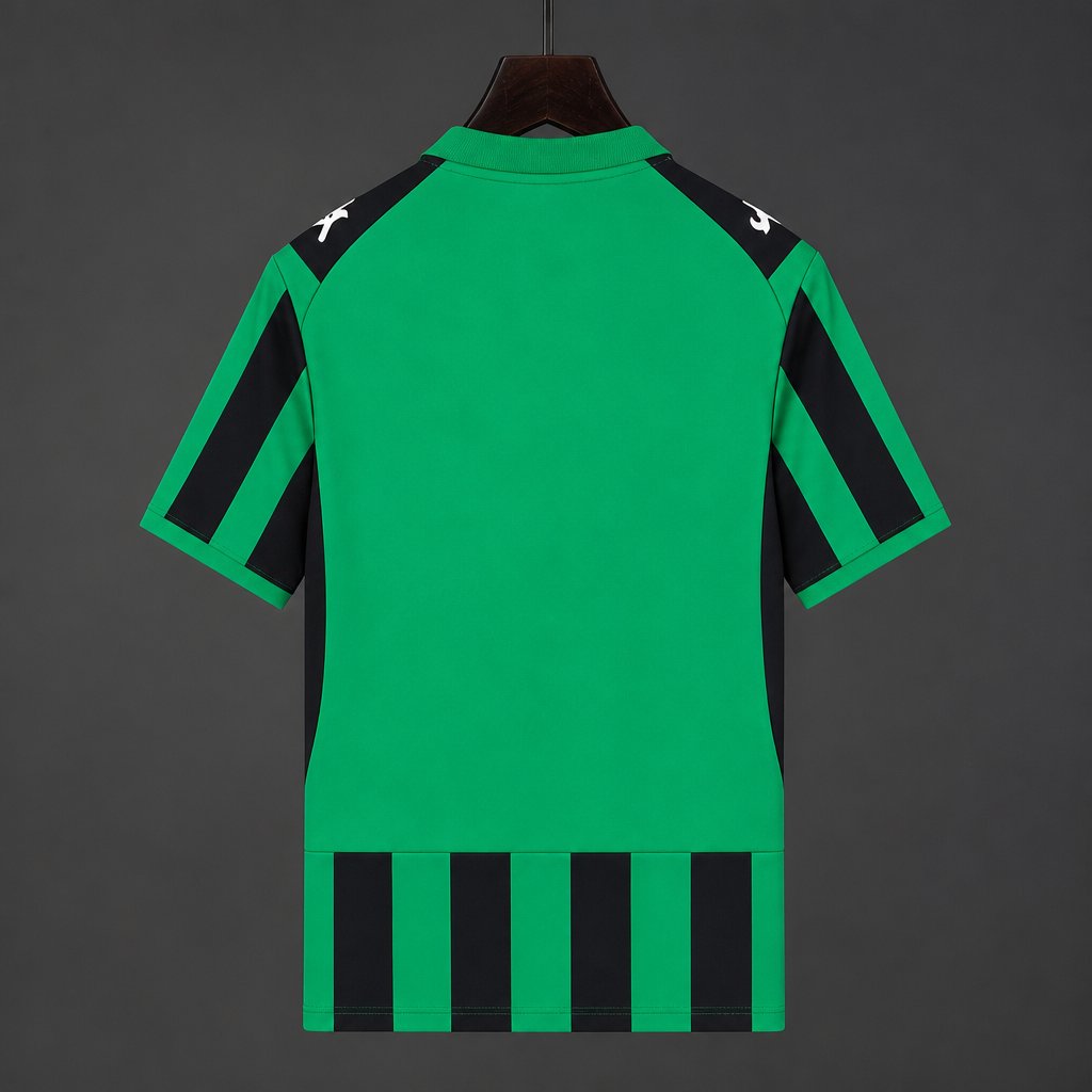 Sassuolo Home Jersey 2026/27 green back view with black-striped lower panel