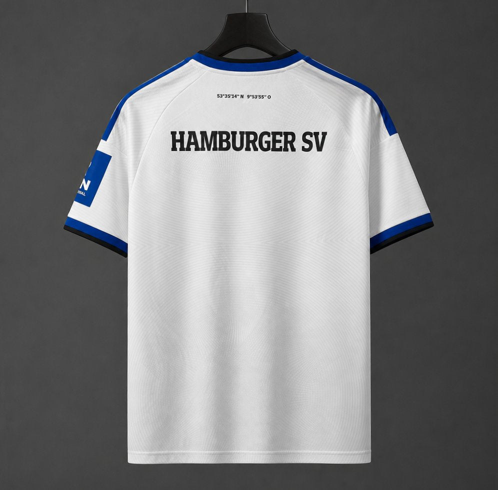 Hamburger SV Home Jersey 2026/27 back view with Hamburger SV lettering and blue shoulder details