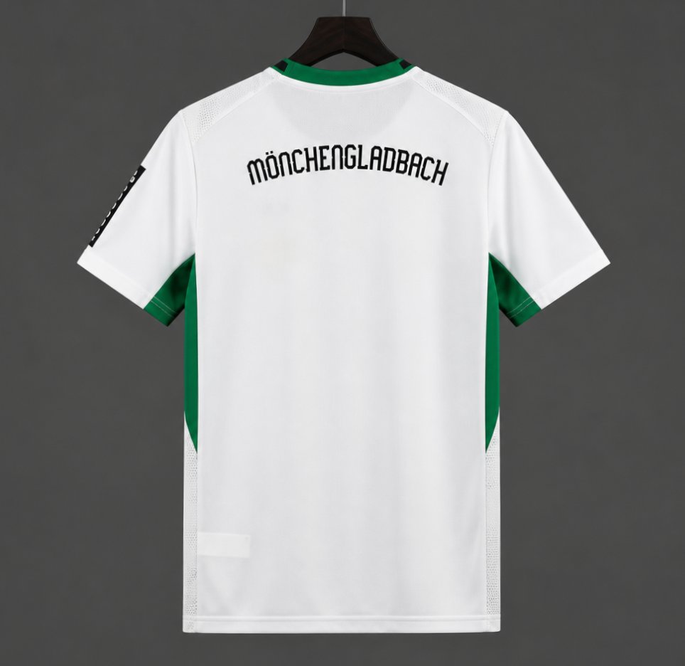 Back view of Borussia Monchengladbach Home Jersey 2026/27 in white and green