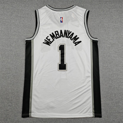 San Antonio Spurs Victor Wembanyama number 1 white jersey full back