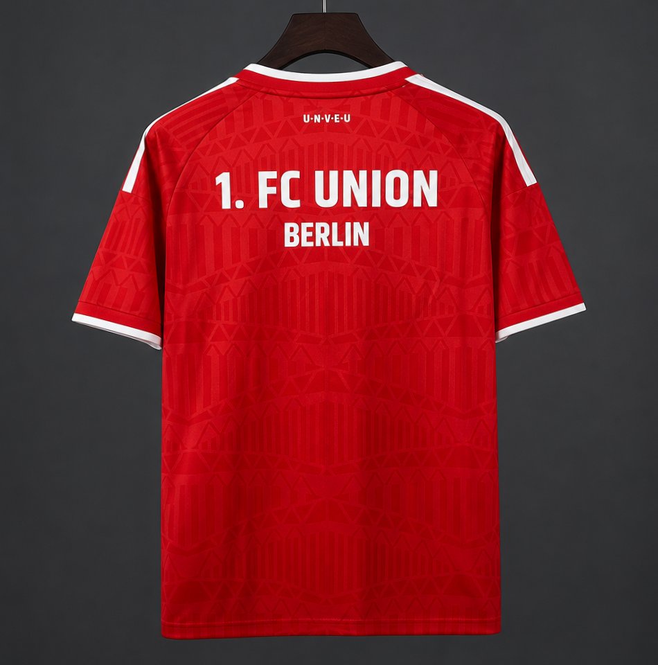 Union Berlin Home Jersey 2026/27 back view with white club lettering and shoulder stripes