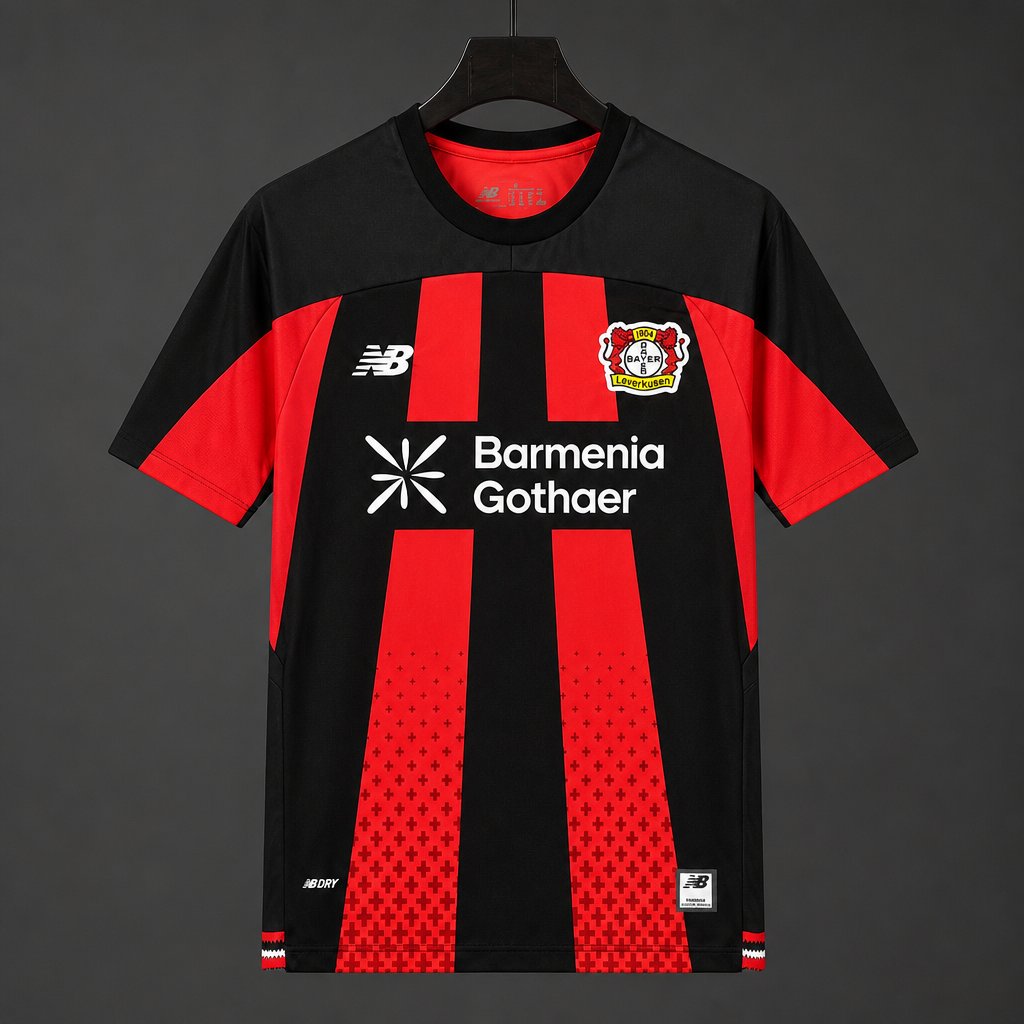 Front view of Bayer Leverkusen Home Jersey 2026/27 in black and red