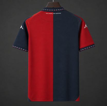 Genoa Home Jersey 2026/27 back view with red and navy halves and collar lettering