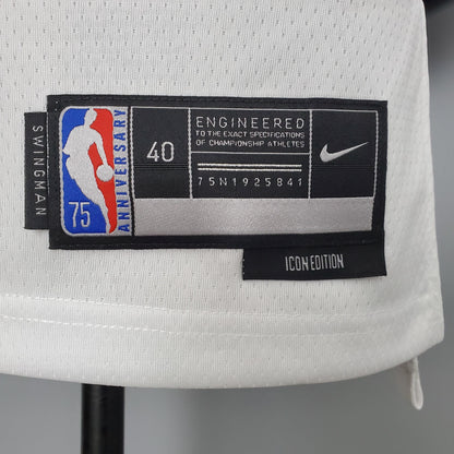 Brooklyn Nets white jersey back with Durant name, number 7 and NBA 75th-anniversary detail