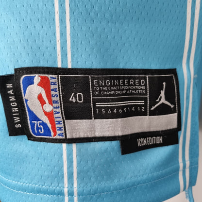 Charlotte Hornets LaMelo Ball number 1 teal jersey back view