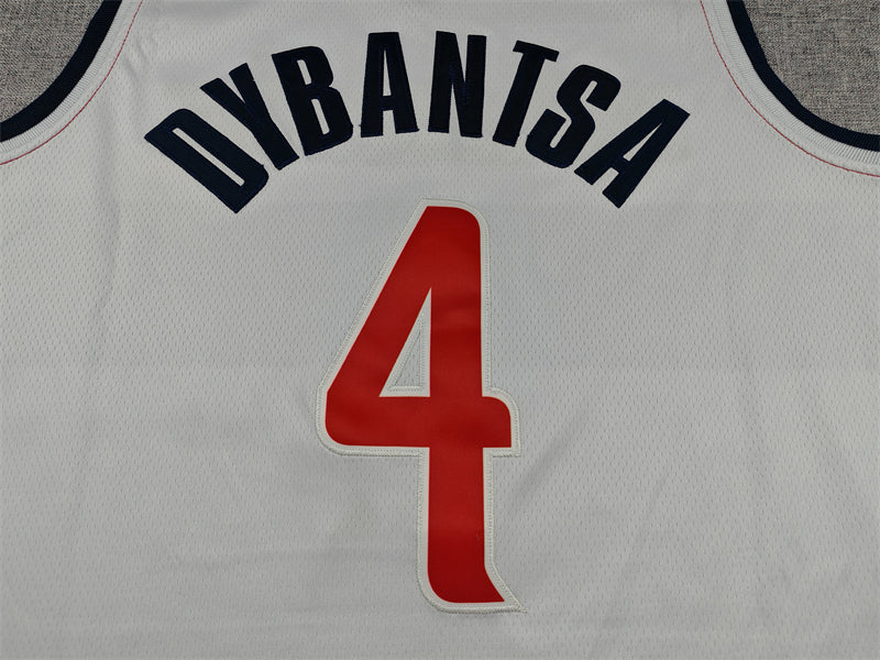 Washington Wizards AJ Dybantsa number 4 white jersey full back