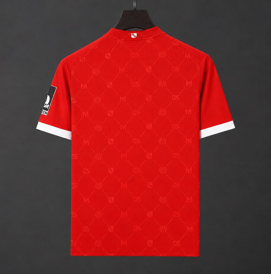 Mainz Home Jersey 2026/27 back view with red tonal pattern and white sleeve cuffs