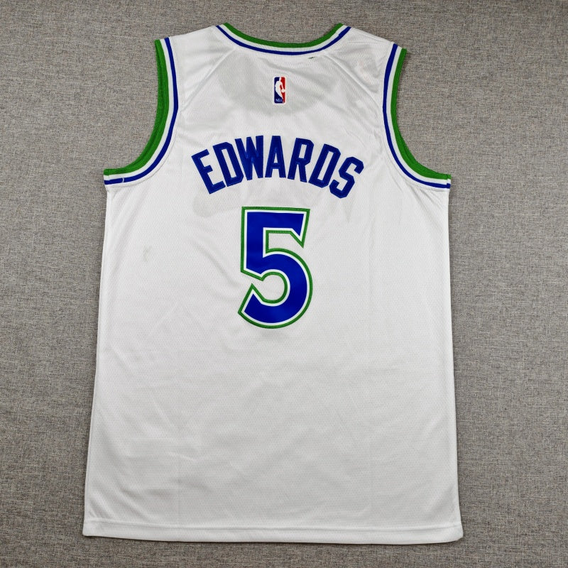 Minnesota Timberwolves Anthony Edwards number 5 white jersey full front