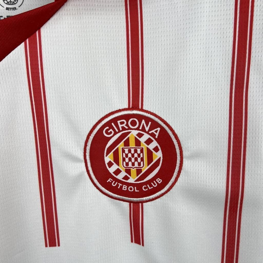 Back view of the white and red Girona 2025/26 home jersey
