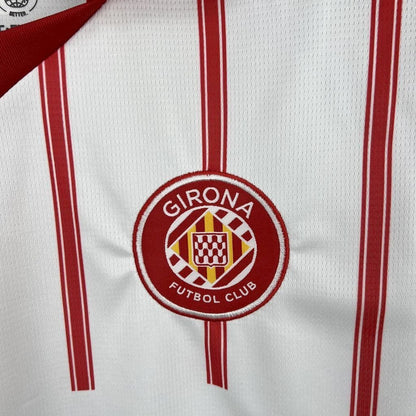 Back view of the white and red Girona 2025/26 home jersey