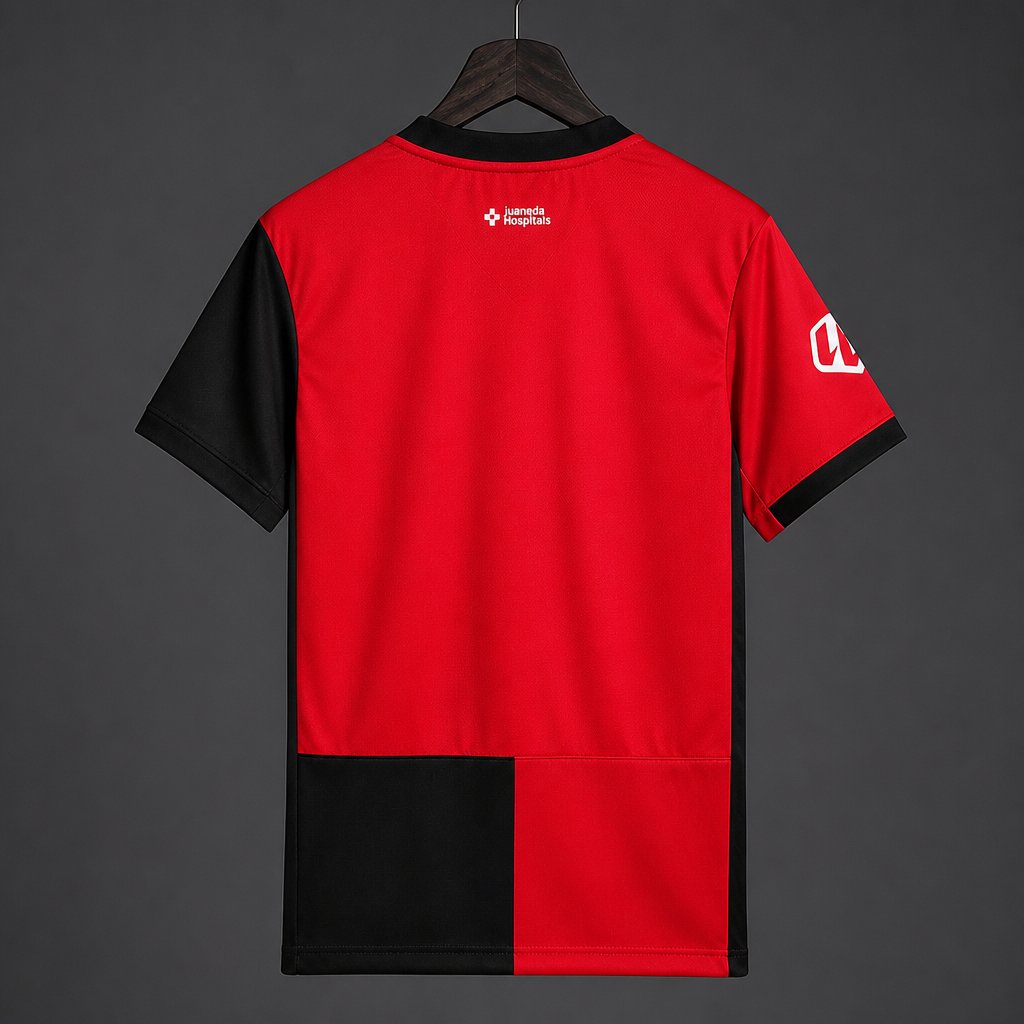 Back view of the red and black Mallorca 2026/27 home jersey
