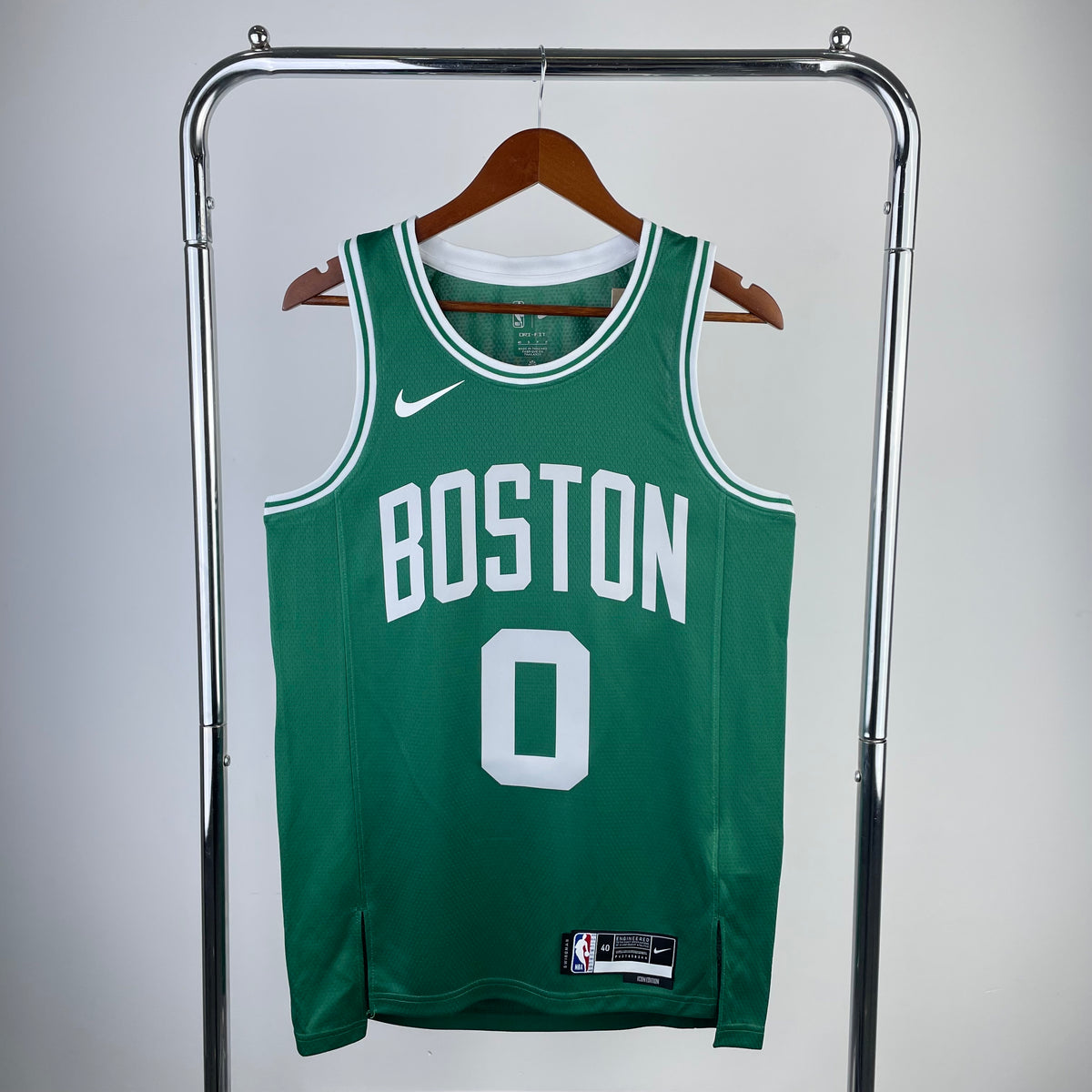 Boston Celtics green jersey back with white Tatum name and number 0