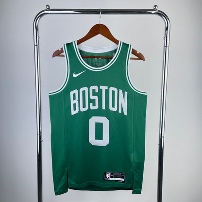 Boston Celtics green jersey back with white Tatum name and number 0