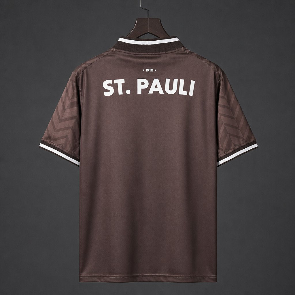 St. Pauli Home Jersey 2026/27 back view with white St. Pauli lettering and black-and-white sleeve trim