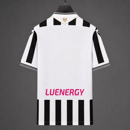 Udinese Home Jersey 2026/27 back view with white panel and black and white striped hem