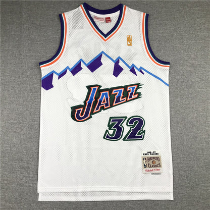Utah Jazz Karl Malone number 32 white jersey full back