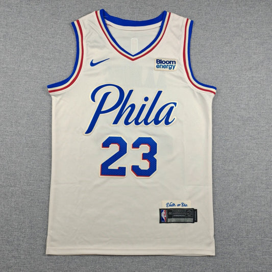 Philadelphia 76ers LeBron James number 23 cream jersey full front
