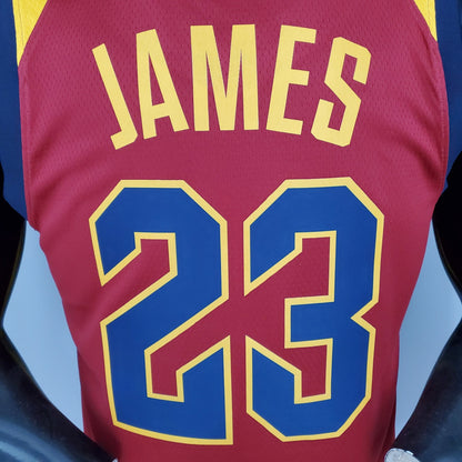 Cleveland Cavaliers wine basketball jersey hem label close-up
