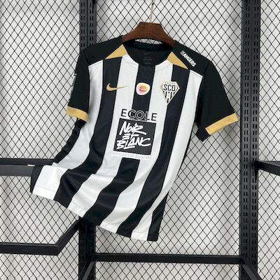 Angers Home Jersey 2025/26 close-up of Angers SCO crest with gold-coloured edging