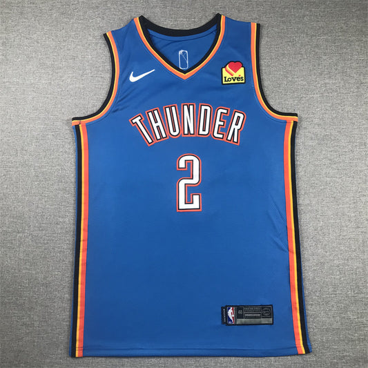 Oklahoma City Thunder Shai Gilgeous-Alexander number 2 blue jersey full back