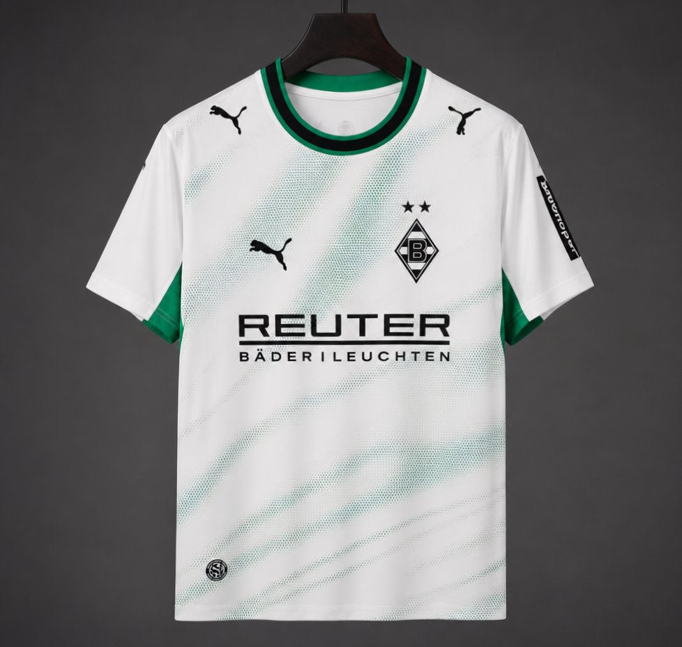 Front view of Borussia Monchengladbach Home Jersey 2026/27 in white with green and black details