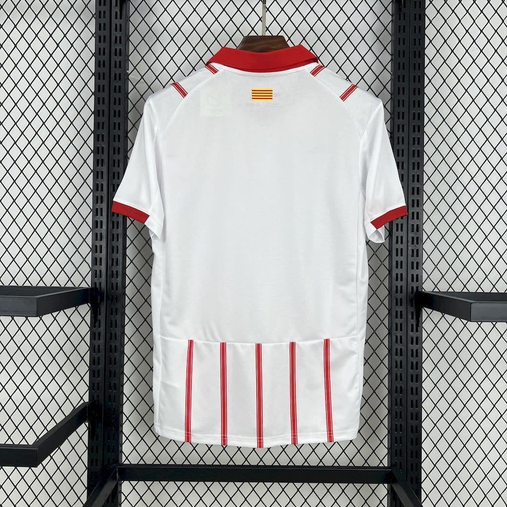 Front view of the white and red Girona 2025/26 home jersey