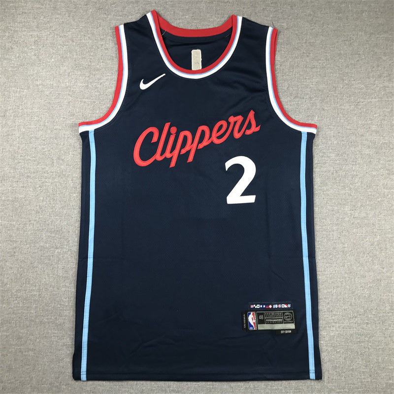 Los Angeles Clippers Kawhi Leonard number 2 navy jersey full front