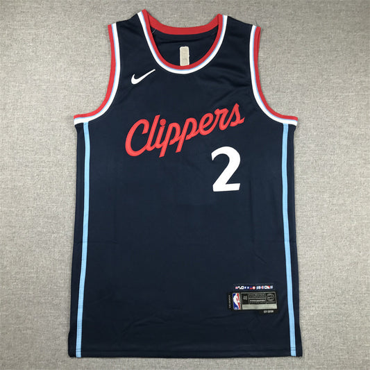 Los Angeles Clippers Kawhi Leonard number 2 navy jersey full front