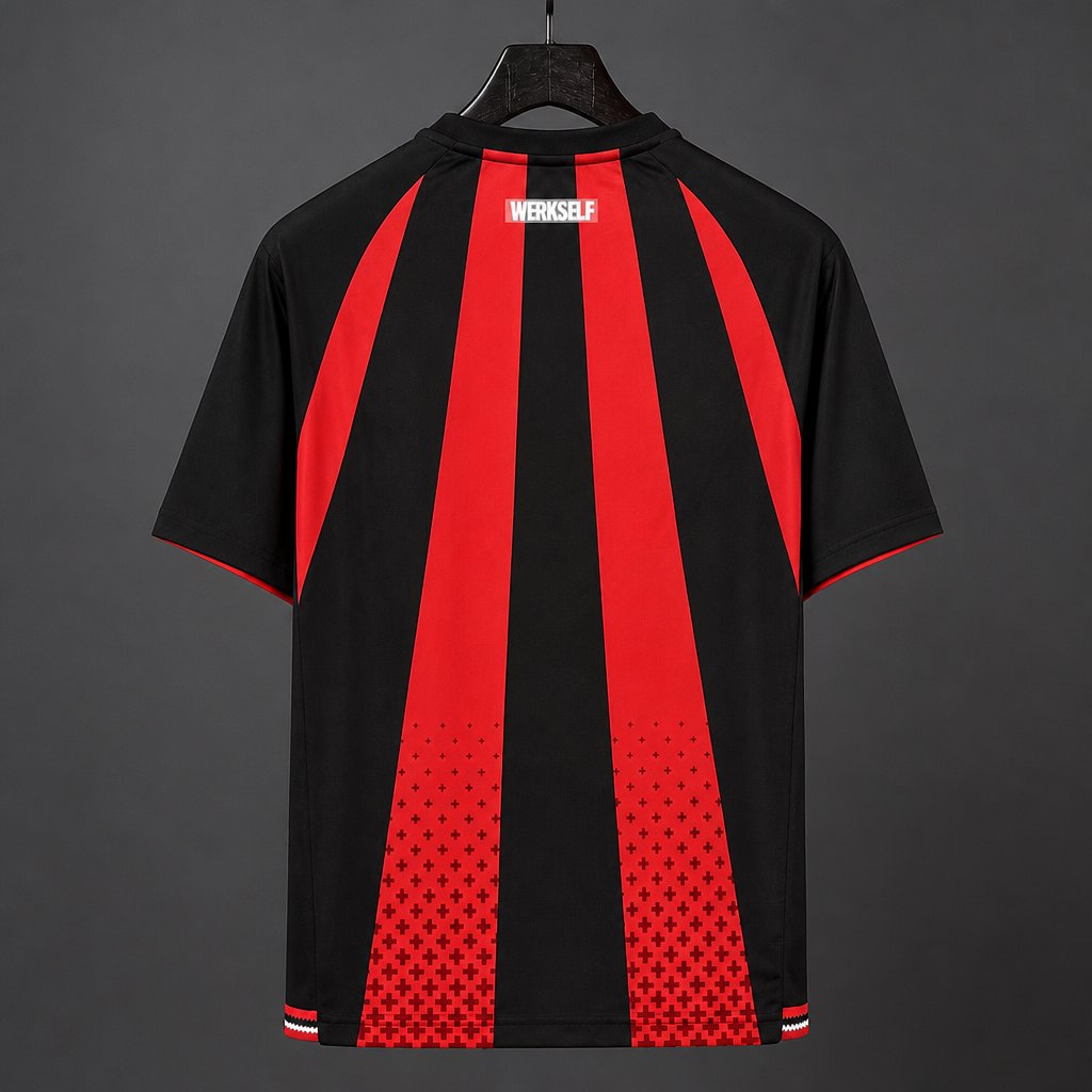 Back view of Bayer Leverkusen Home Jersey 2026/27 in black and red