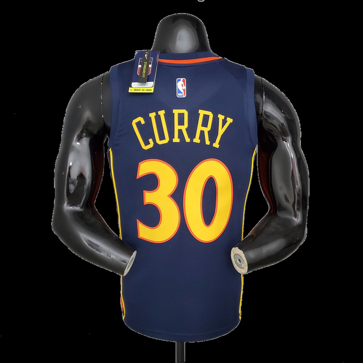 Golden State Warriors Stephen Curry number 30 navy jersey back view
