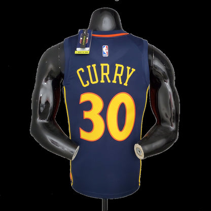 Golden State Warriors Stephen Curry number 30 navy jersey back view