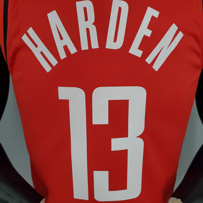 Houston Rockets red basketball jersey hem label close-up