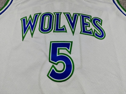 Minnesota Timberwolves Anthony Edwards number 5 white jersey full back